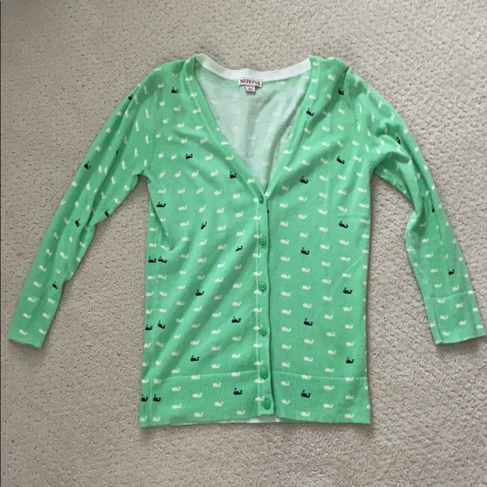 Green whale cardigan